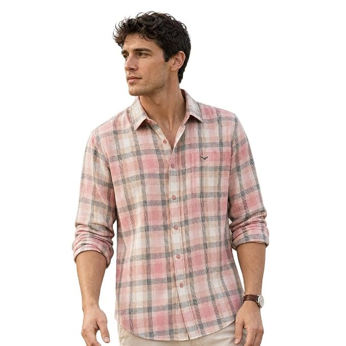 NOBERO Men's Cotton Checkered Shirt | Full Sleeve | Relaxed Fit | Soft and Breathable | Everyday Casual Wear